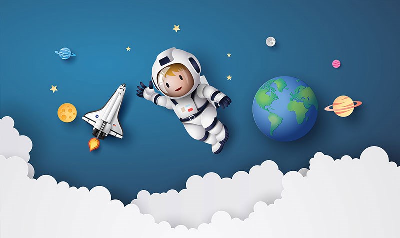 Astronaut Origami-thema behang