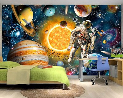Astronaut en Planeten Thema Behang