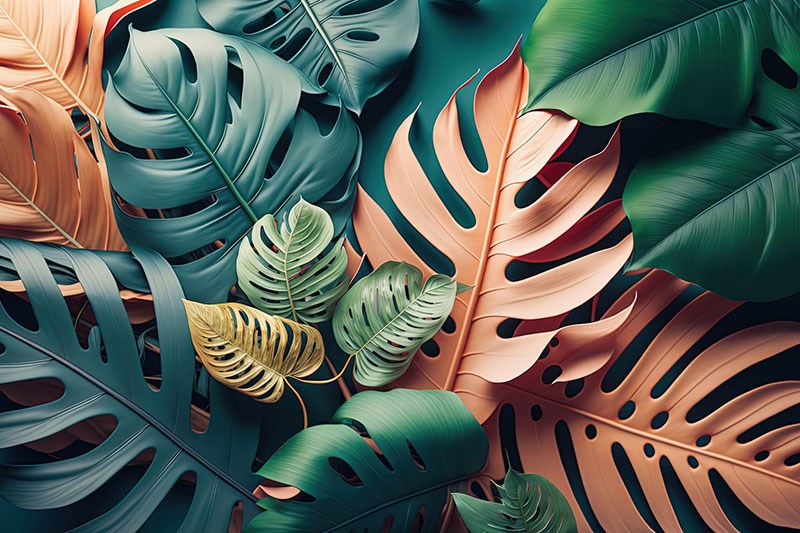 3D Tropisch Bladeren Behang