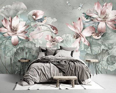 Bloemenpatroon artistiek behang