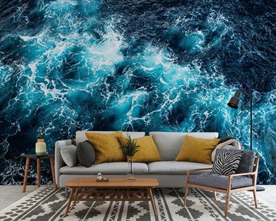 Behang met golvend oceaanwater uitzicht