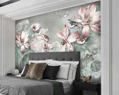 Bloemenpatroon artistiek behang