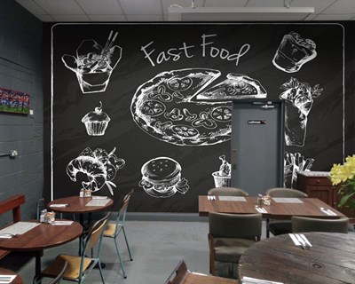 Fastfoodmaaltijden-thema behang