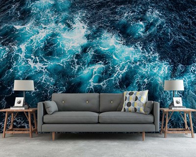 Behang met golvend oceaanwater uitzicht
