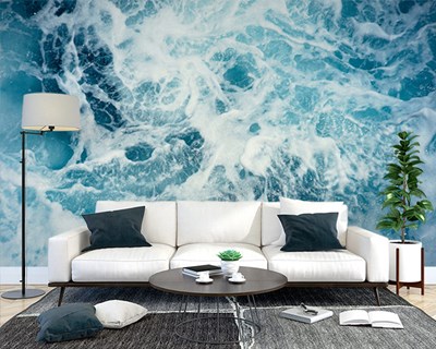 Schuimende golven zee behang