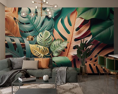 3D Tropisch Bladeren Behang