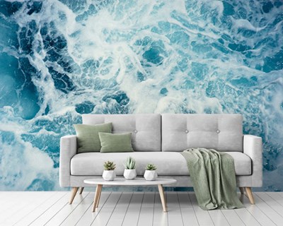 Schuimende golven zee behang
