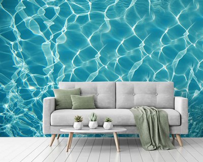 Blauw zwembadwater-achtig behang