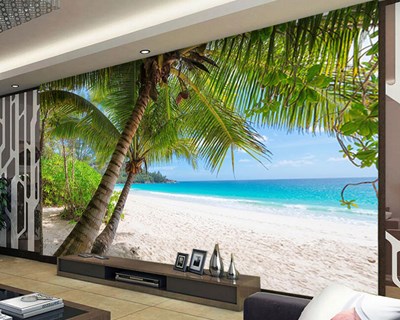 Palmboom en strandbehang