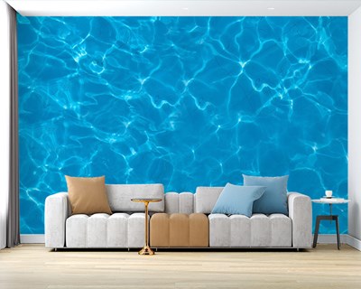 Blauwe zwembadwater behang met afbeelding