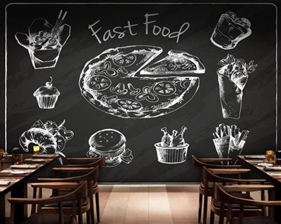 Fastfoodmaaltijden-thema behang