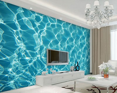 Blauw zwembadwater-achtig behang