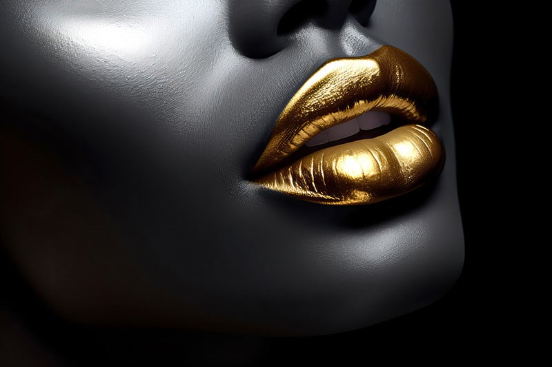 Goudkleurige lippenstift vrouw behang