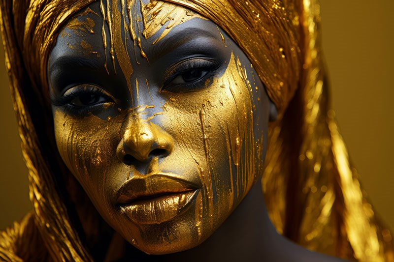 Goud Make-up Afrikaanse Vrouw Behang