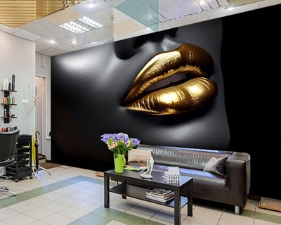 Goudkleurige lippenstift vrouw behang