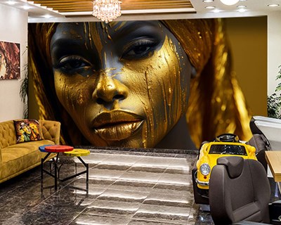 Goud Make-up Afrikaanse Vrouw Behang