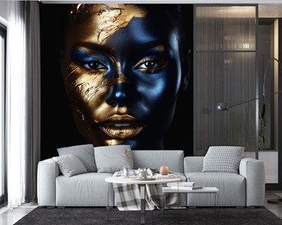 Goudkleurige make-up vrouwengezicht behang