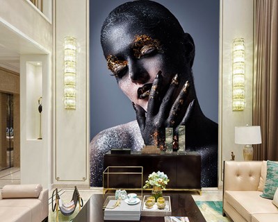 Donkere make-up vrouw behang
