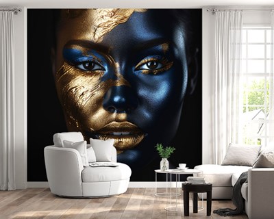 Goudkleurige make-up vrouwengezicht behang
