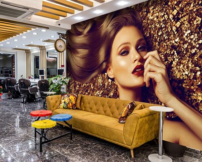Glanzende haren mooie vrouw behang