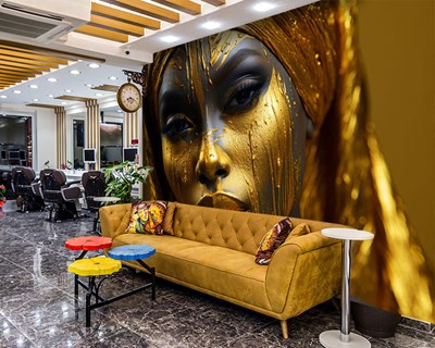 Goud Make-up Afrikaanse Vrouw Behang