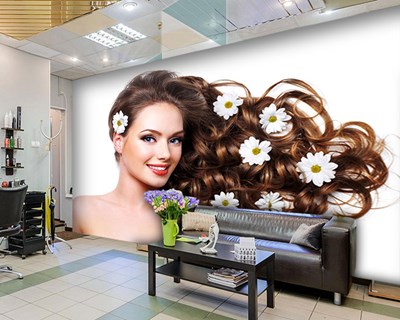 Glanzende haren mooie vrouw behang