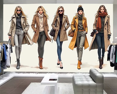 Winterkledingcombinatie Dameskledingwinkel Behang 