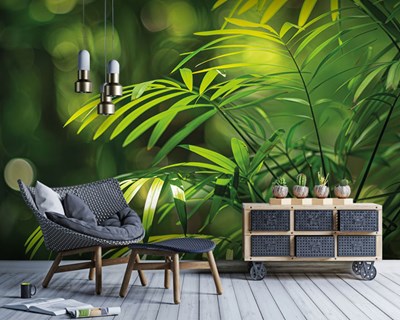 Groene palmbladeren behang