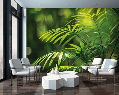 Groene palmbladeren behang