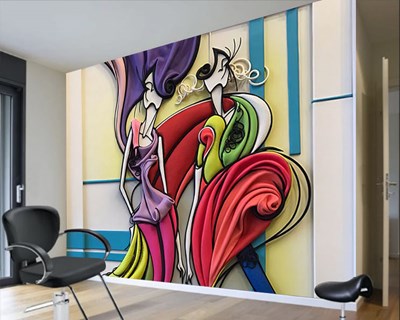 3D-reliëf kledingwinkelbehang 