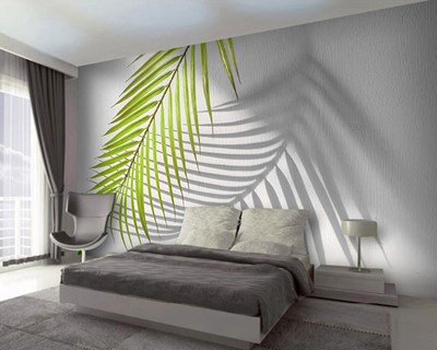 Zonlicht en palmblad behang 