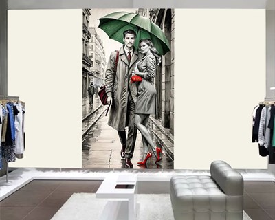 Vrouwen- en mannenkledingwinkel Behang