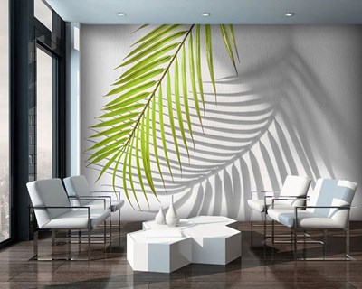 Zonlicht en palmblad behang 