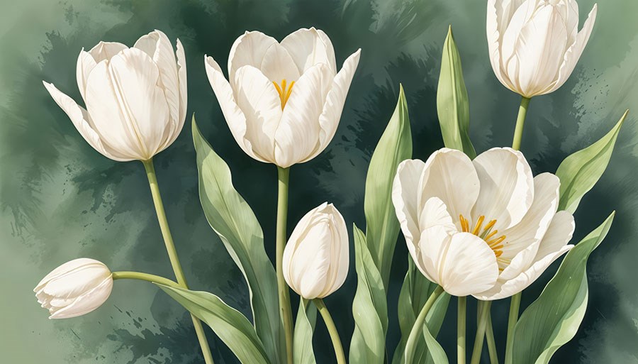 Waterverfstijl Tulpen Behang