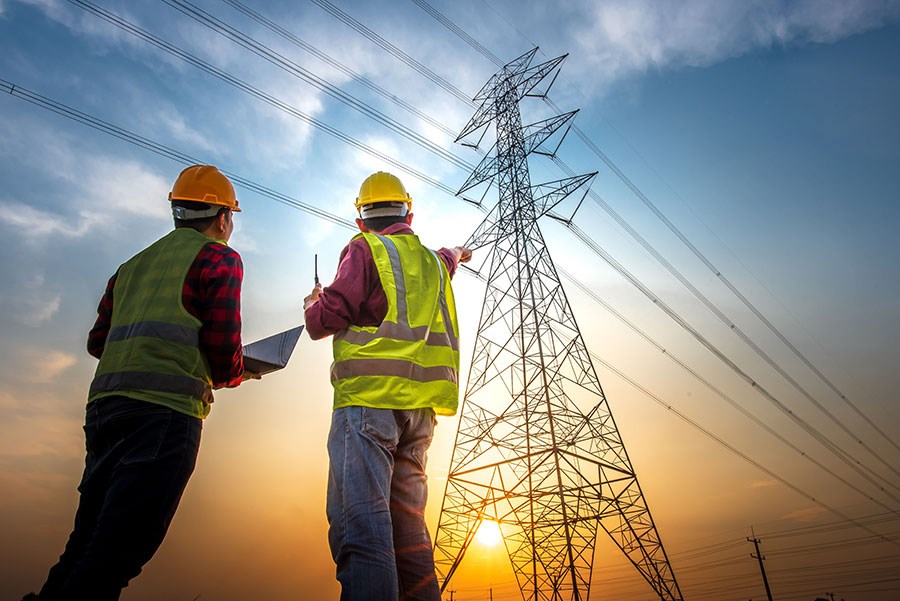 Ingenieurs en energielijnbehang