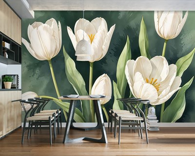 Waterverfstijl Tulpen Behang
