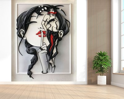 Lineaire vrouwelijke tekening behang