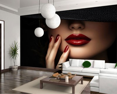 De vrouw met rode lippenstift Behang 