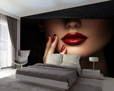 De vrouw met rode lippenstift Behang 