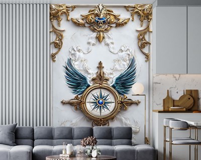 3D-motief wandontwerp behang