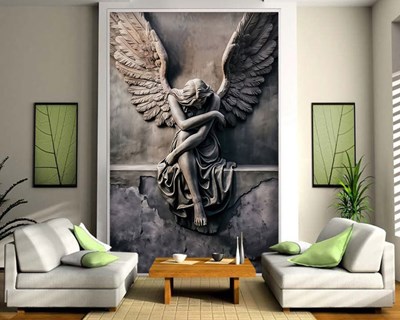 Triest engelenbeeld Behang