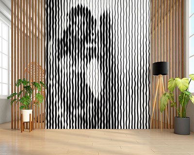 Optische illusie gestreept vrouw behang