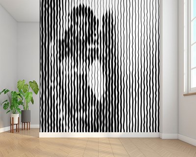 Optische illusie gestreept vrouw behang