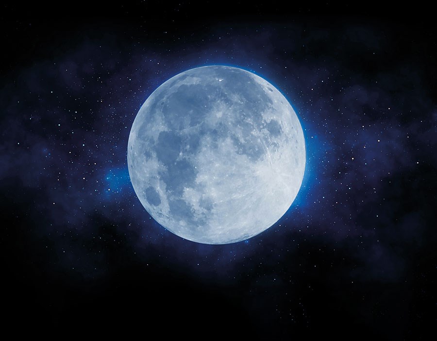 Blauwe maan behang met afbeelding 