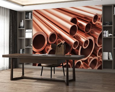 3D koperen buizen behang 