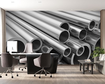 3D koperen buizen behang 
