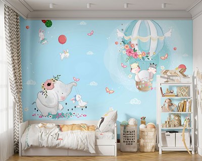 Schattige dieren als thema voor babykamerbehang 