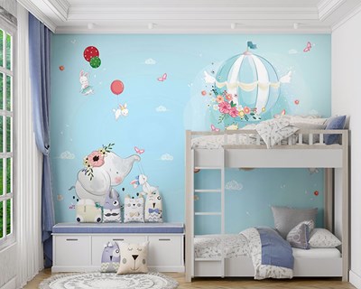 Schattige dieren als thema voor babykamerbehang 