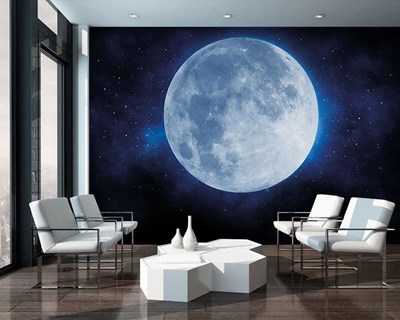 Blauwe maan behang met afbeelding 