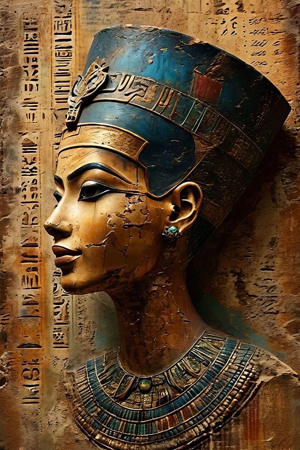Antieke Egyptische koningin Nefertiti standbeeld behang